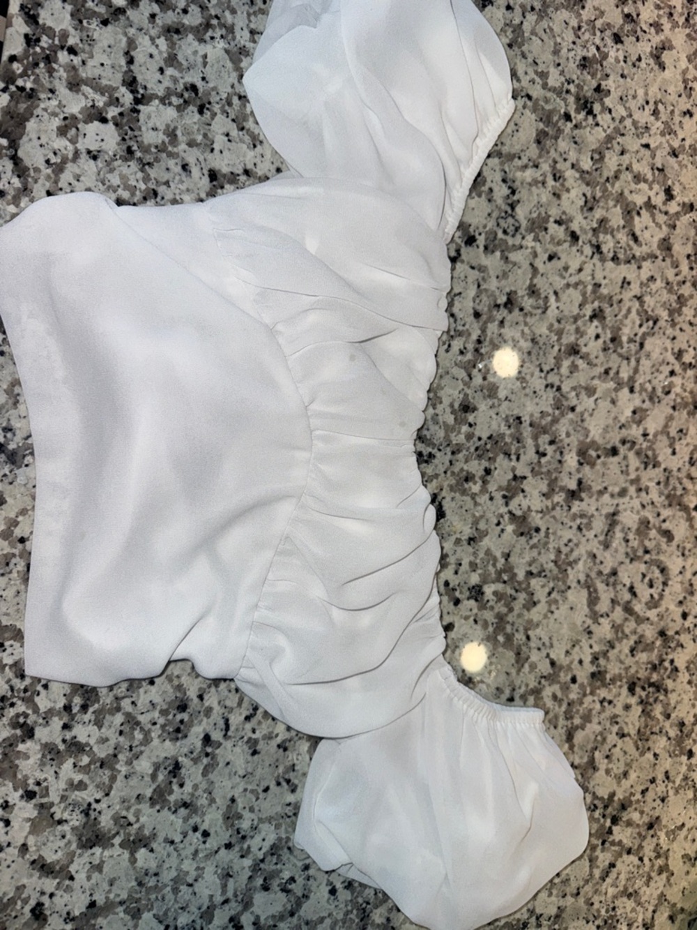Better Be White Ruched Off-Shoulder Crop Top